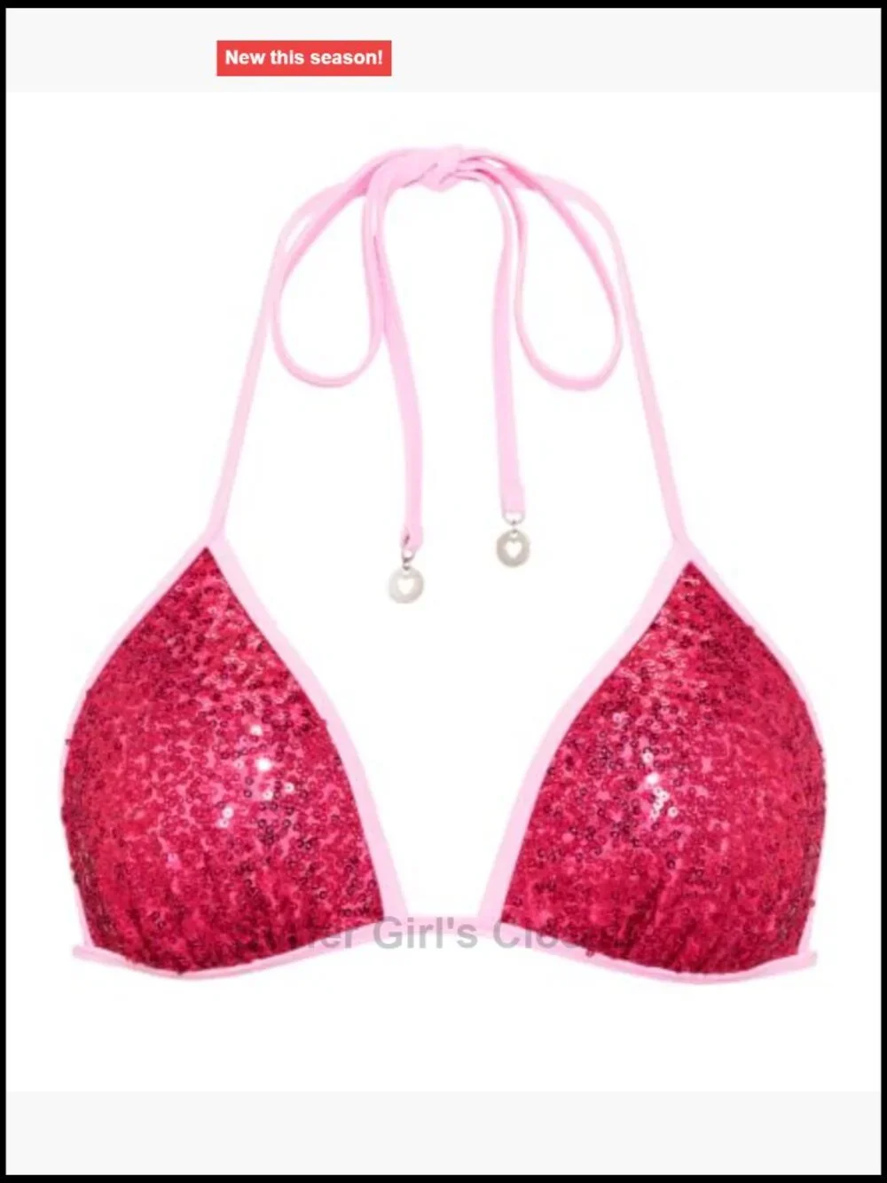 Sequined String Triangle Bikini Top with Removable Padding